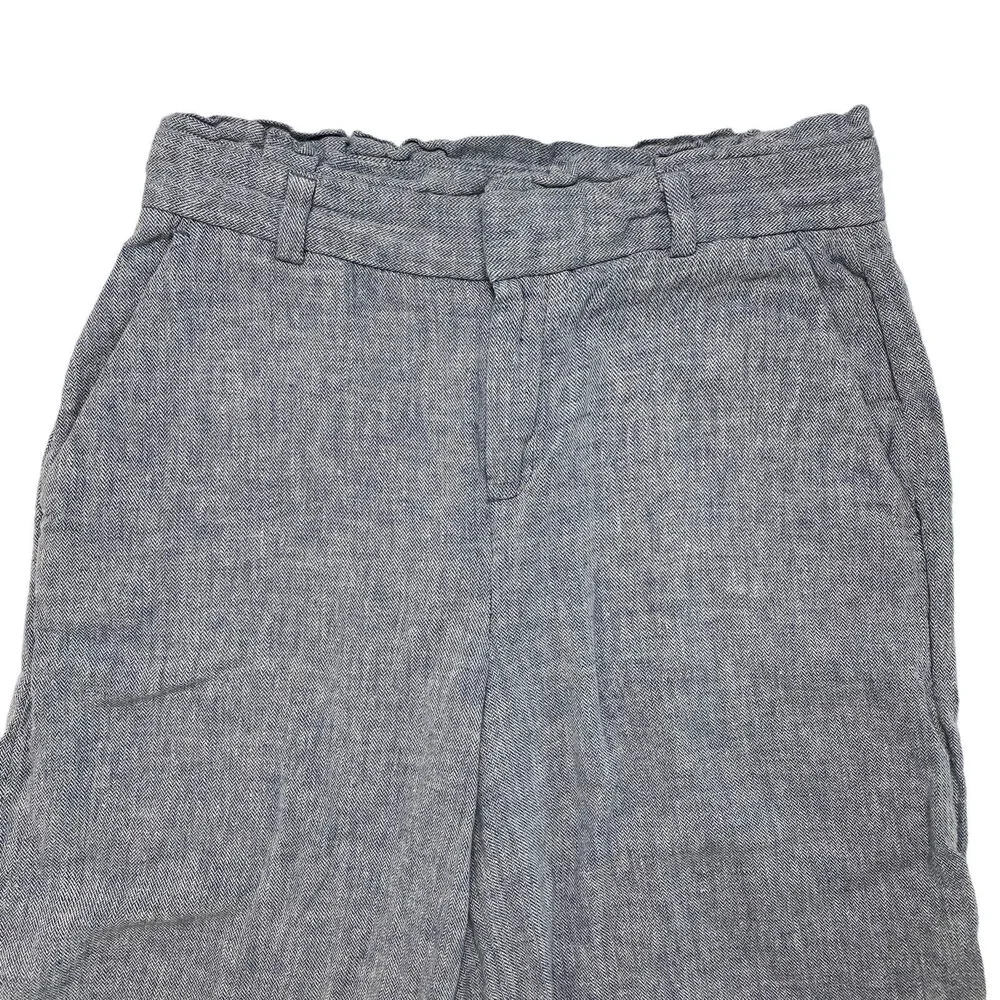 BANANA REPUBLIC Blake Crop Wide Leg Linen Blend Pant Blue Chevron Size 2 Womens
